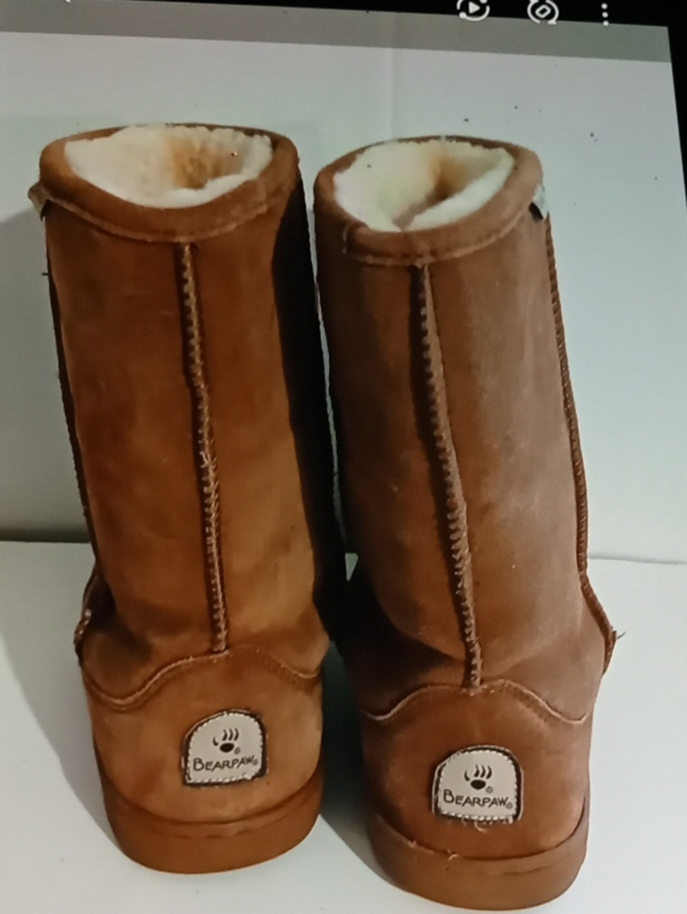 BearPaw Chestnut Suede Mid-Calf Shearling Boots